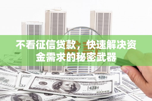 金州不看征信贷款，快速解决资金需求的秘密武器